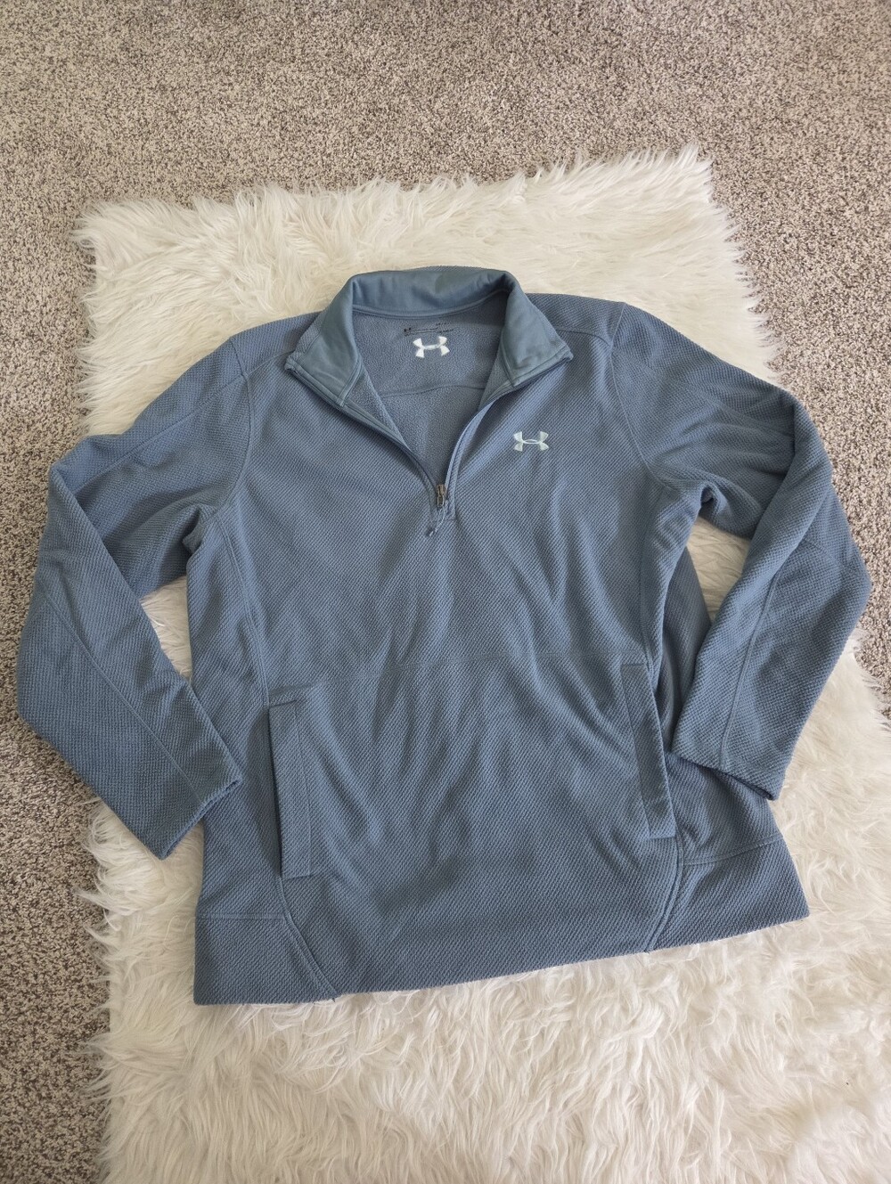 Under Armour Men's Light Blue Quarter-Zip Textured Pullover Jacket